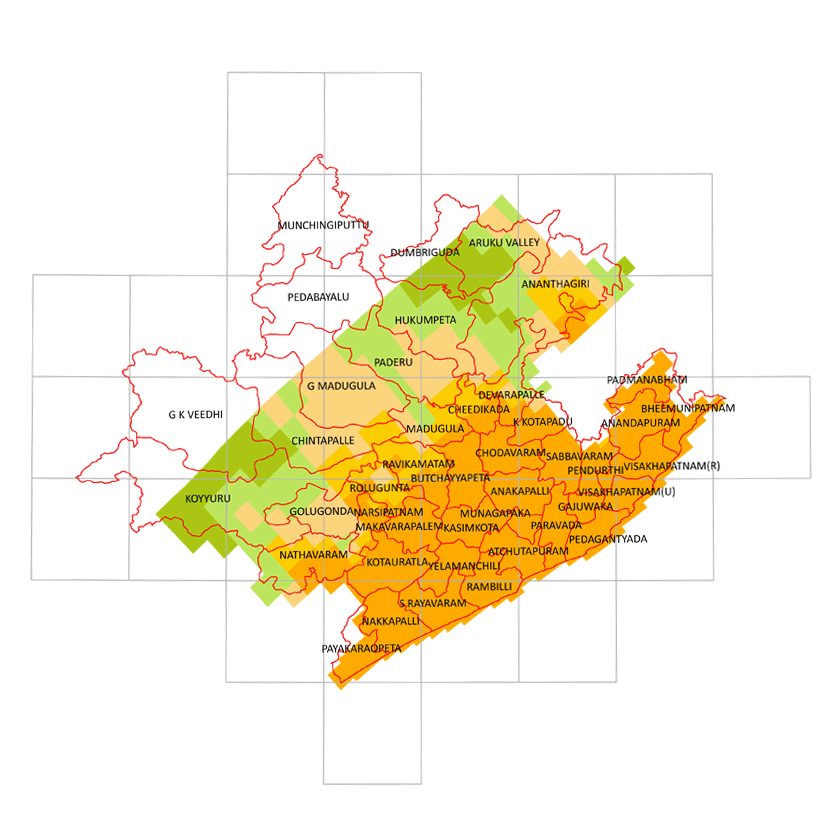 Storm surge inundation map for cyclone with wind speed